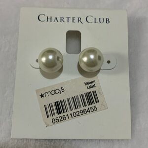 NWT Charter Club Classic Cream Pearl Earrings